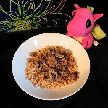 Kaszotto z mięsem i pieczarkami